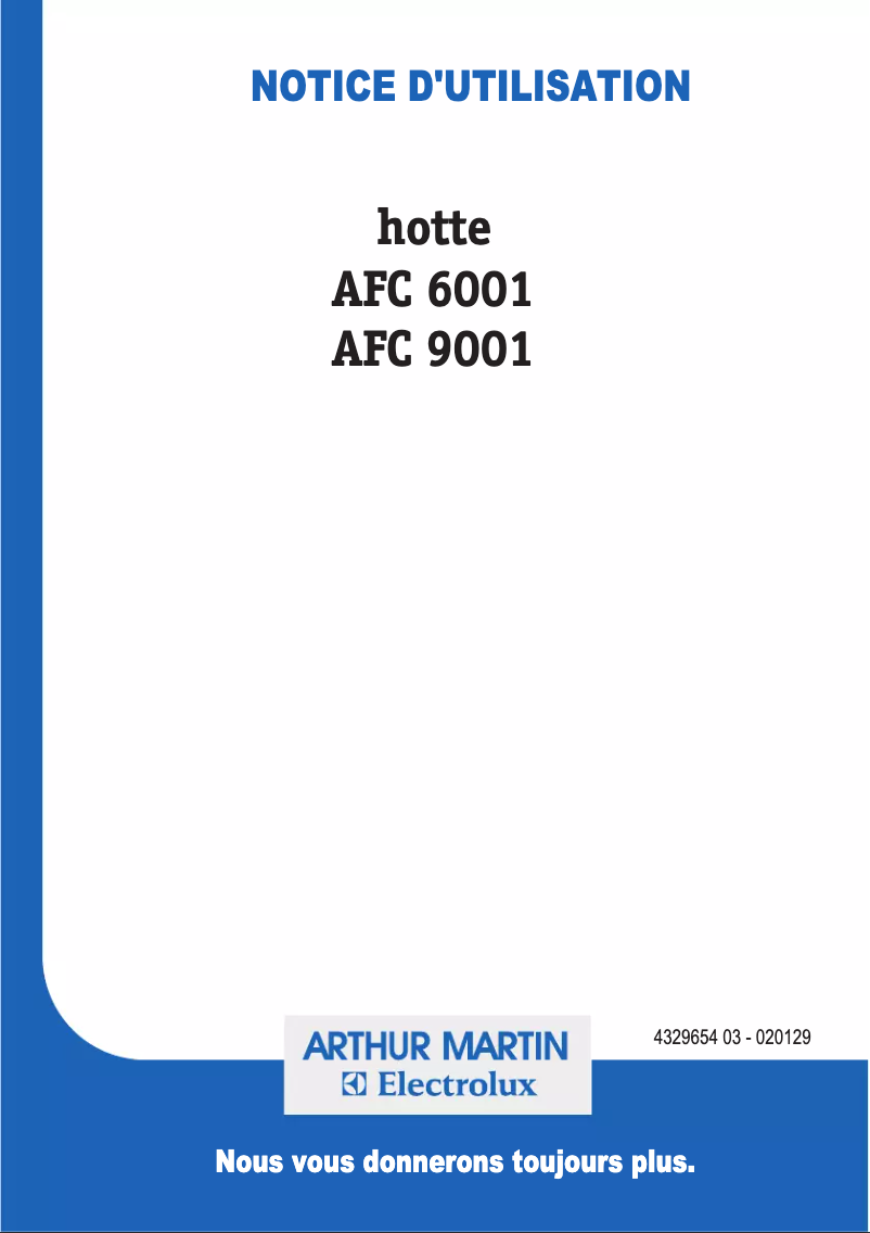 Page n°1 - Manuel utilisateur Arthur Martin-Electrolux AFC6001W