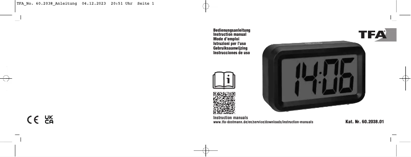 Page 1 de la notice Manuel utilisateur TFA 60.2038.01