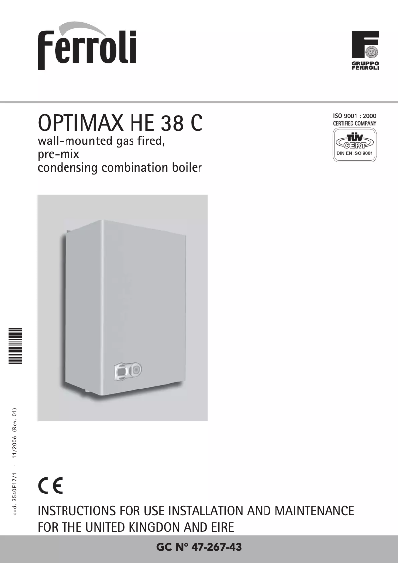 Page n°1 - Manuel utilisateur Ferroli Optimax HE 38 C