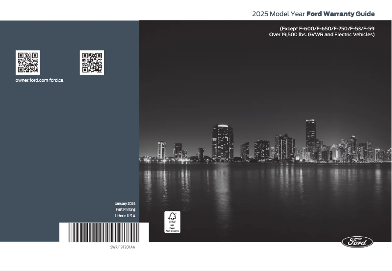 Page n°1 - Informations de garantie Ford E-450 (2025)