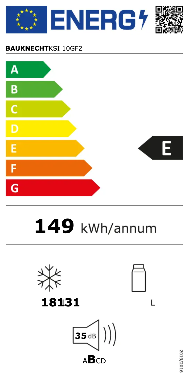 Page n°1 - Label énergétique Bauknecht KSI 10GF2