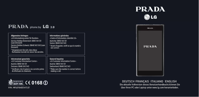 Página 1 del manual Manual de usuario LG Prada 3.0