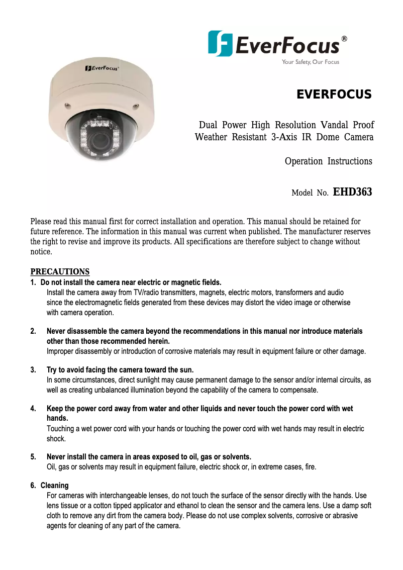 Page n°1 - Manuel utilisateur EverFocus EHD363