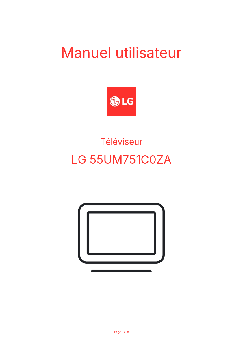 Page n°1 - Manuel utilisateur LG 55UM751C0ZA