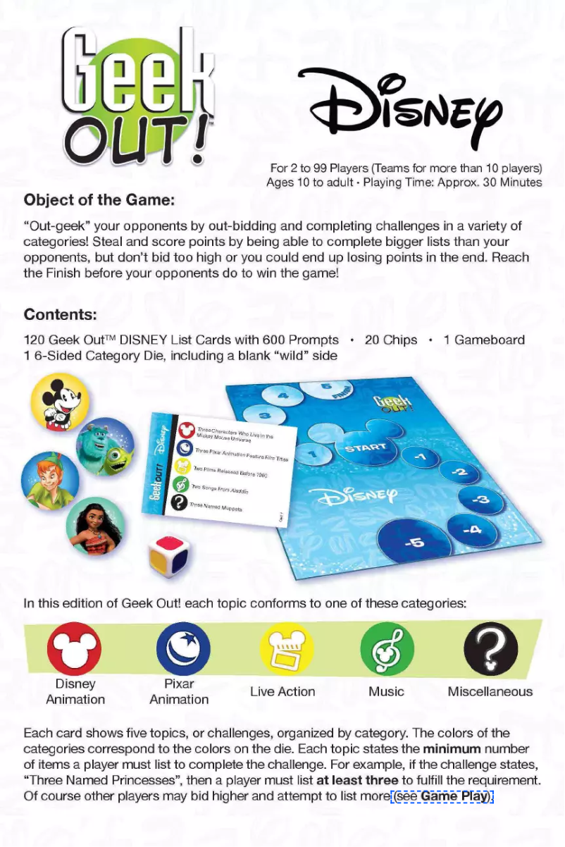 Page n°1 - Manuel utilisateur USAopoly Geek Out!