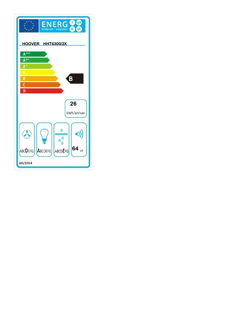 Page 1 de la notice Label énergétique Hoover HHT6300/2X