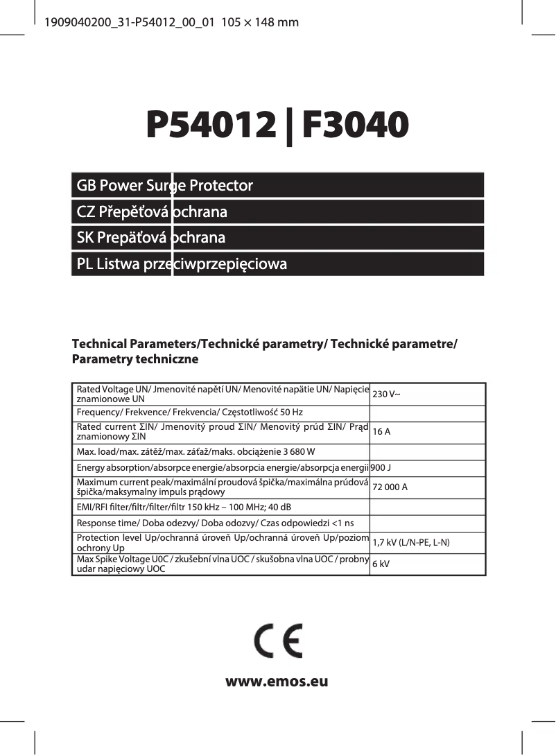 Page n°1 - Manuel utilisateur Emos P54012