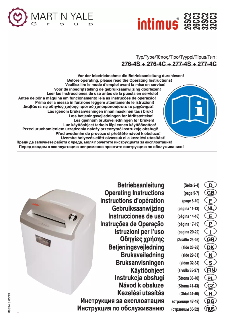 Page n°1 - Manuel utilisateur Intimus 32 CC3