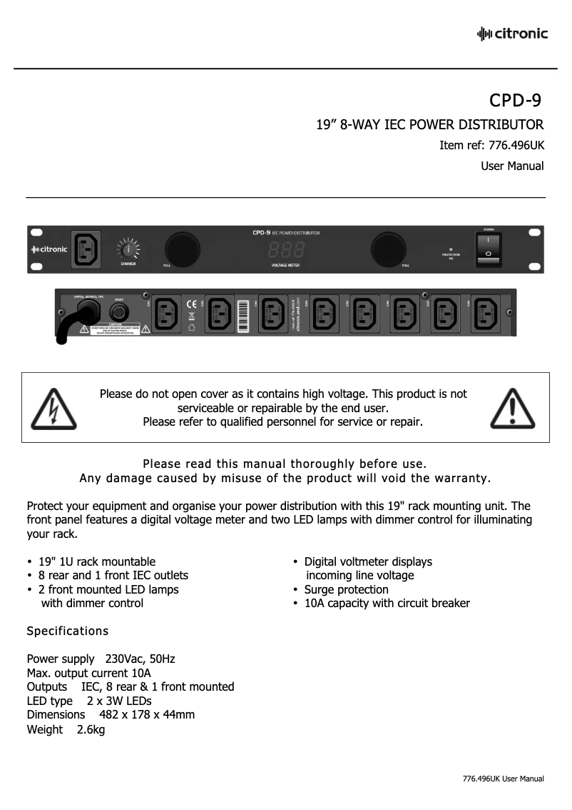 Image de la première page du manuel de l'appareil CPD-9