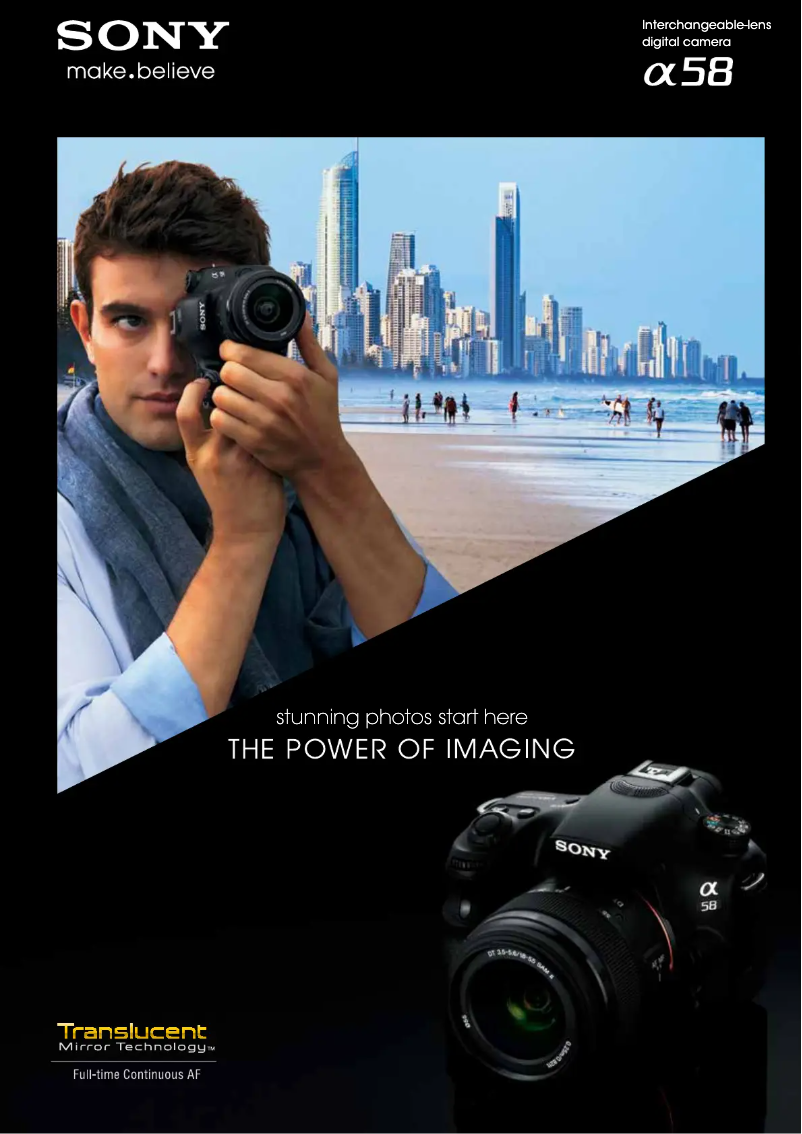 Image de la première page du manuel de l'appareil Alpha SLT-A58