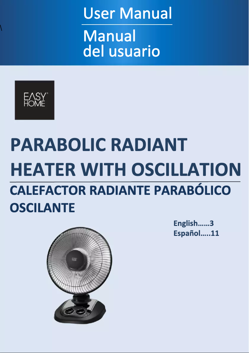 Page 1 de la notice Manuel utilisateur Easy Home Parabolic Radiant Heater with Oscillation DF1018