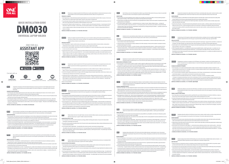 Page n°1 - Manuel utilisateur One for all DM 0030