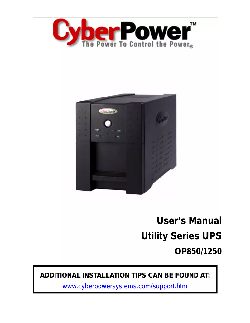 Page n°1 - Manuel utilisateur CyberPower OP850