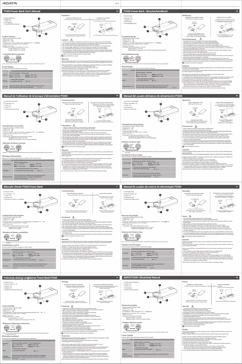 Page 1 de la notice Manuel utilisateur ADATA P5000