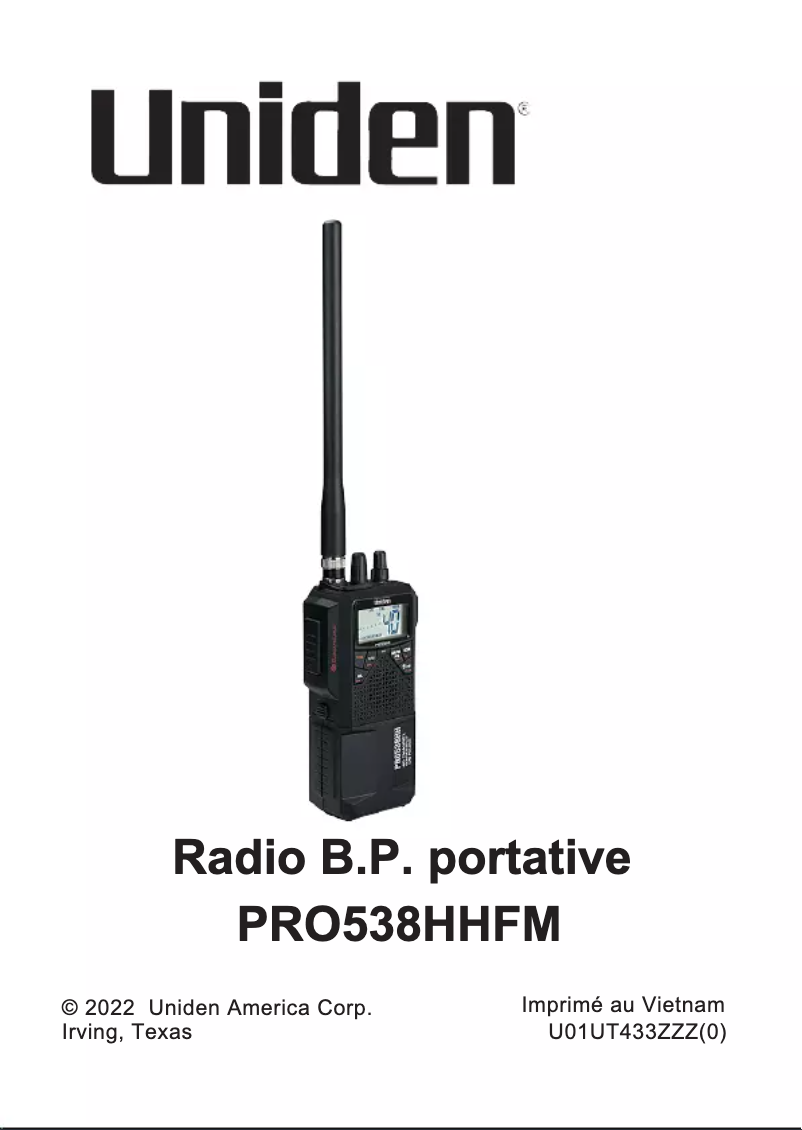 Página 1 del manual Manual de usuario Uniden PRO538HHFM