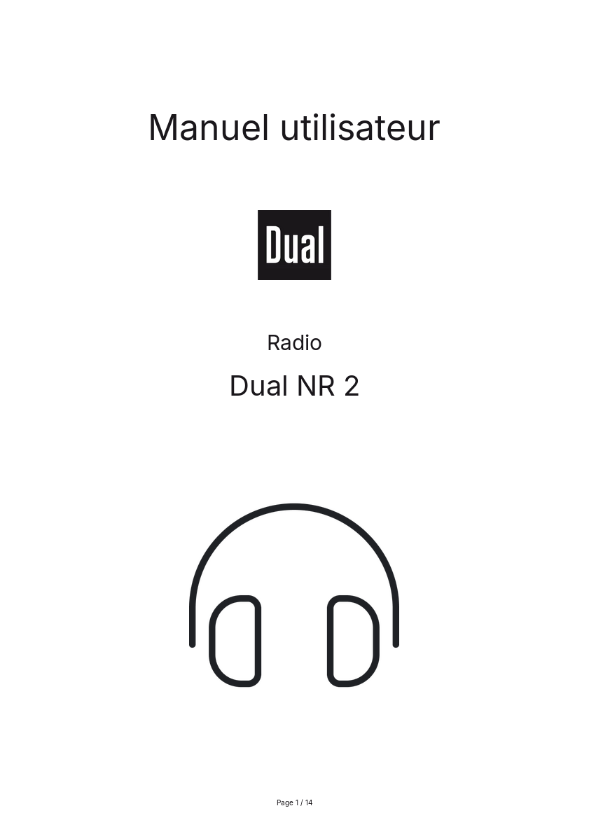 Page n°1 - Manuel utilisateur Dual NR 2