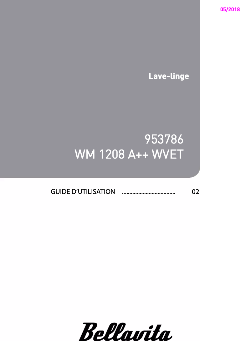 Page n°1 - Manuel utilisateur Bellavita WM 1208 A++ WVET