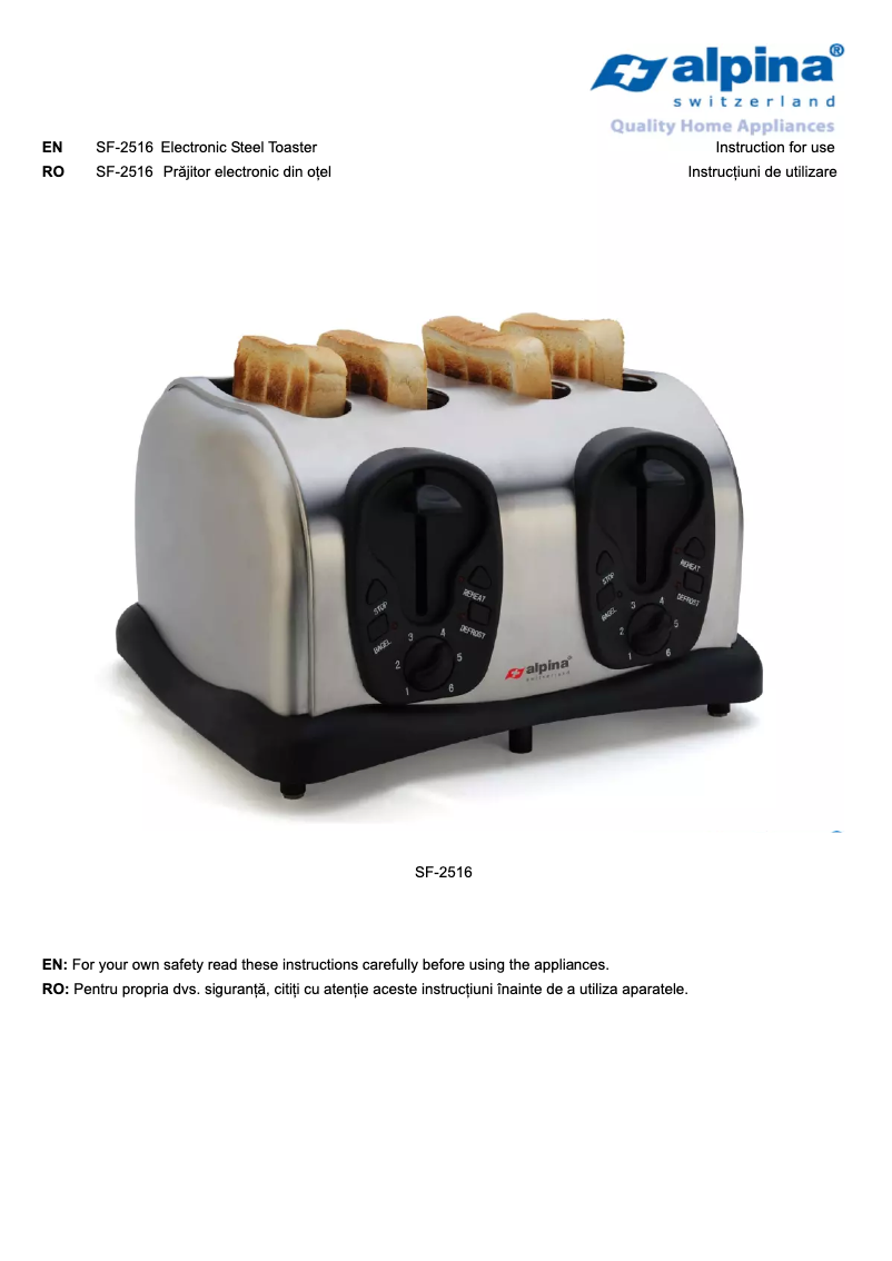 Image de la première page du manuel de l'appareil SF 2516