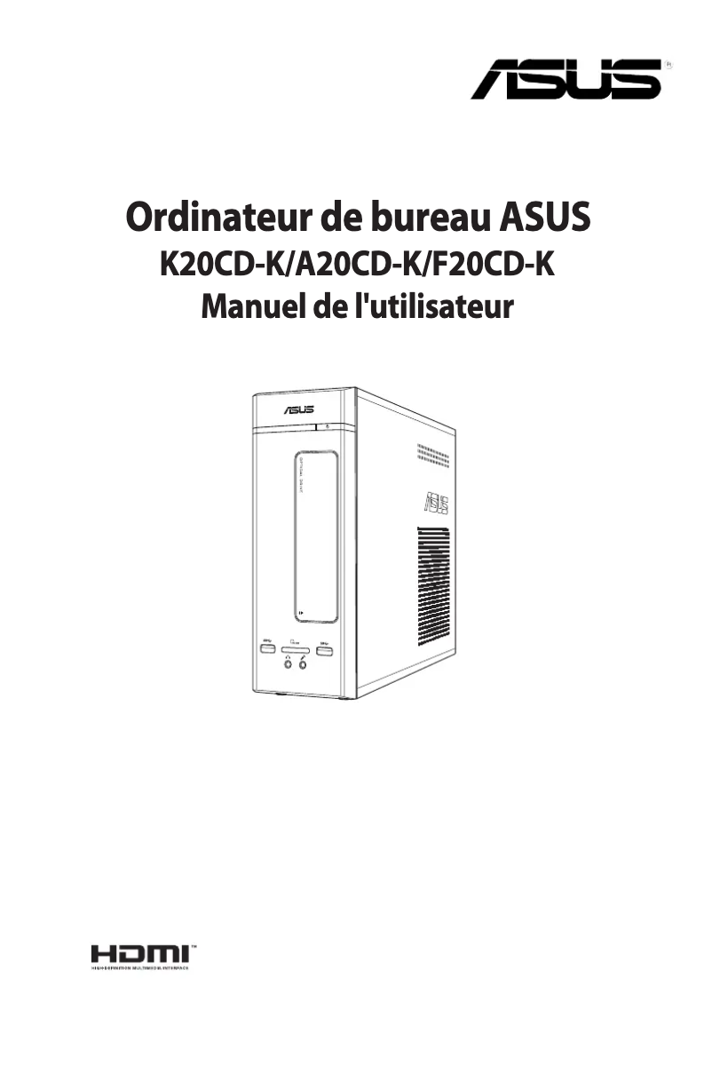 Page 1 de la notice Manuel utilisateur Asus VivoPC K20CD