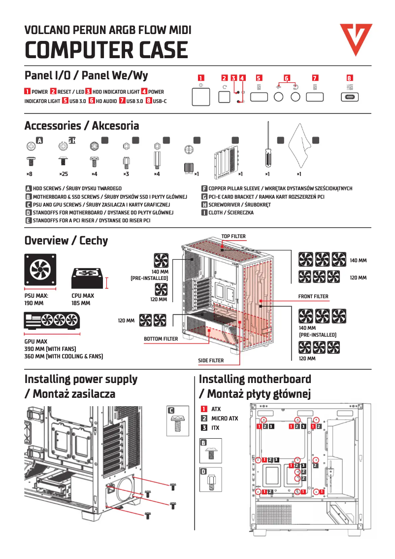 Image de la première page du manuel de l'appareil Perun Apex ARGB Midi