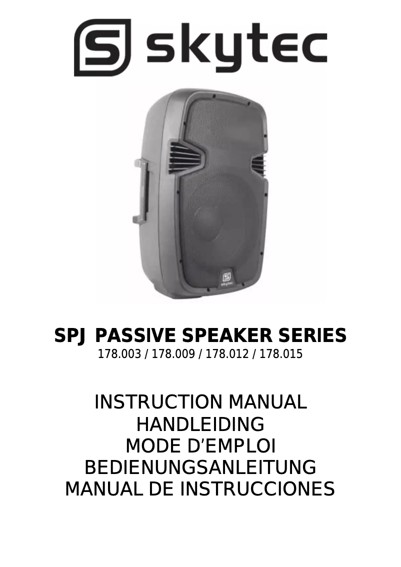 Image de la première page du manuel de l'appareil SPJ Passive Speaker 178.003