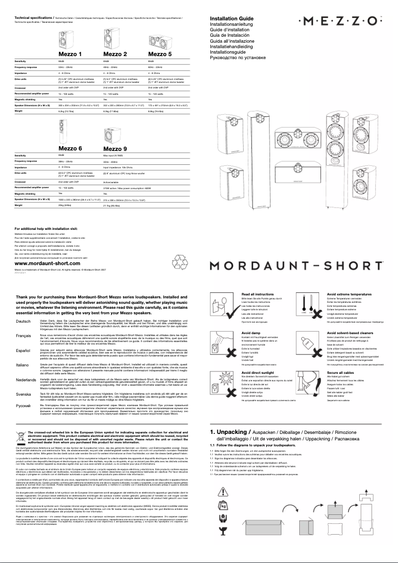 Image de la première page du manuel de l'appareil Mezzo 1
