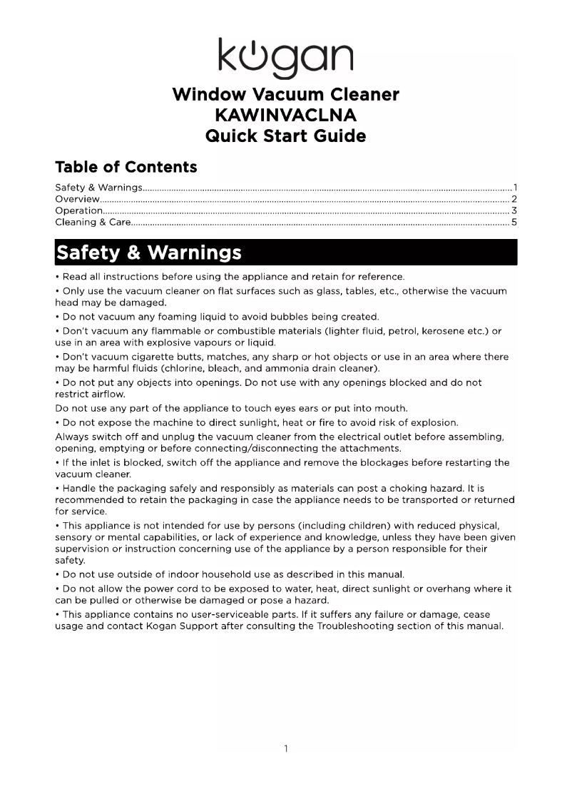 Page 1 de la notice Manuel utilisateur Kogan KAWINVACLNA