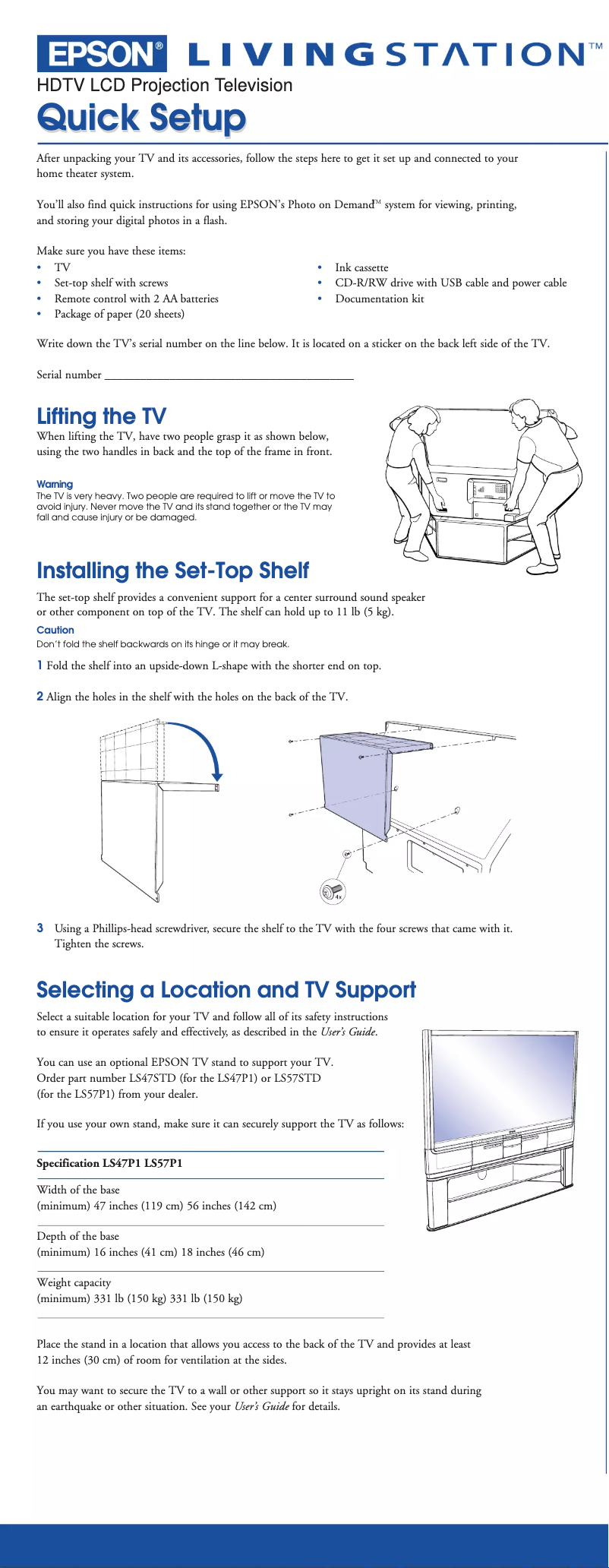 Image de la première page du manuel de l'appareil Livingstation LS47P1