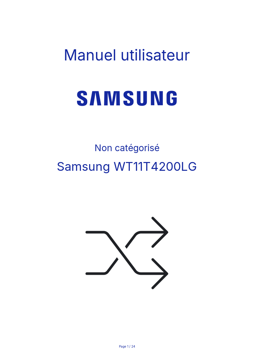 Page n°1 - Manuel utilisateur Samsung WT11T4200LG