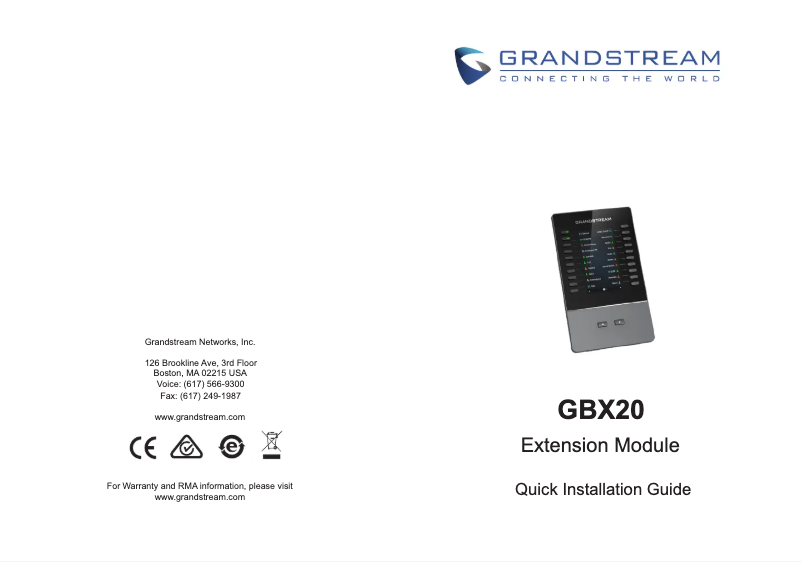Page n°1 - Guide de démarrage rapide Grandstream GBX20