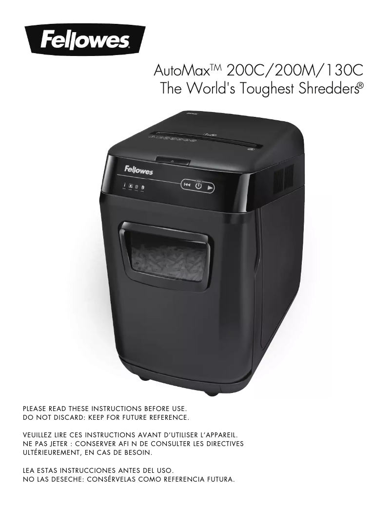 Page n°1 - Manuel utilisateur Fellowes AutoMax 200M