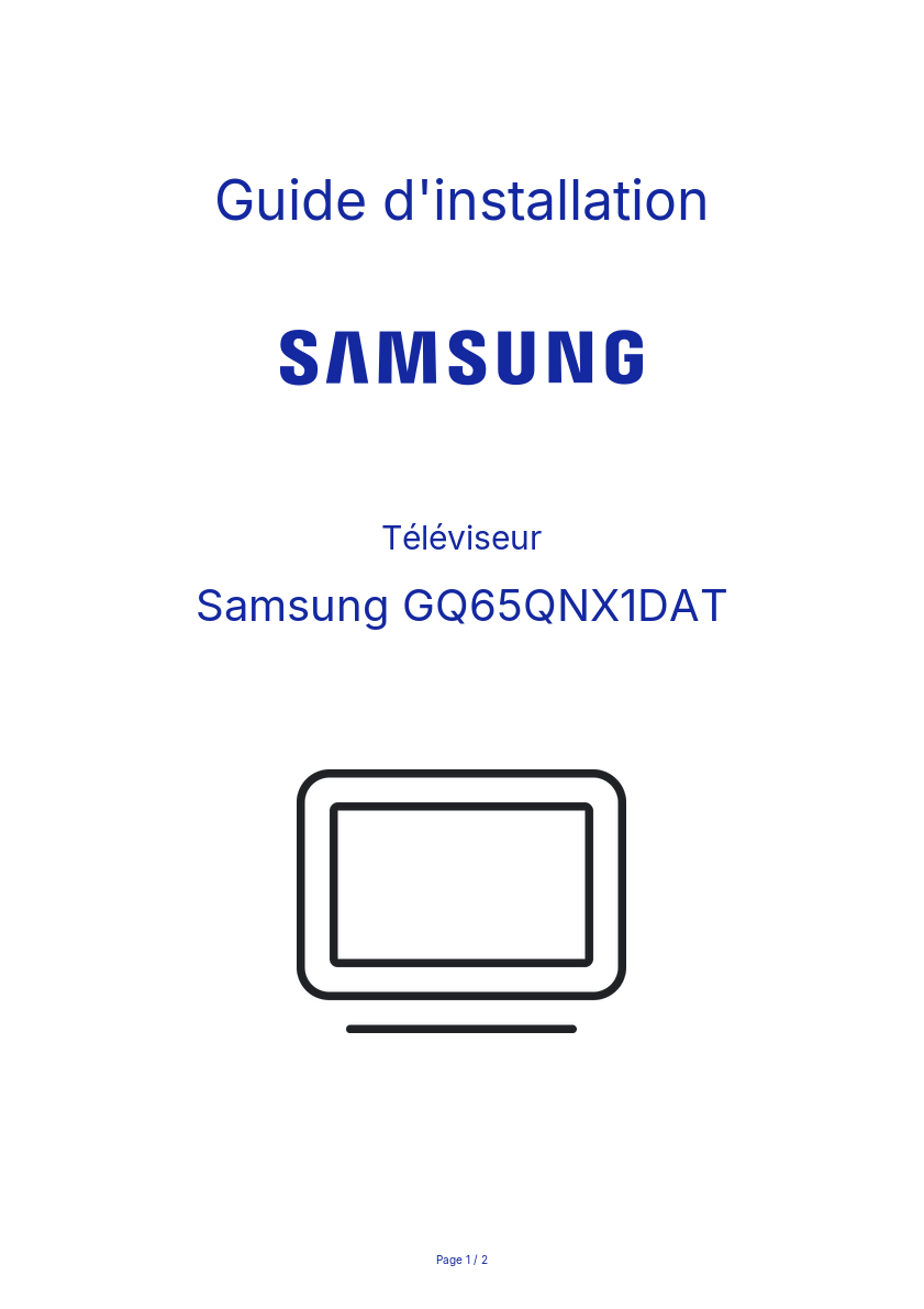 Page n°1 - Guide d'installation Samsung GQ65QNX1DAT