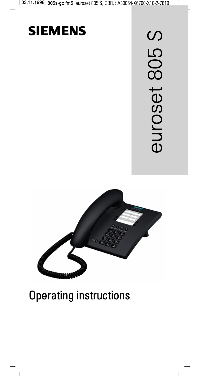 Image de la première page du manuel de l'appareil Euroset 805