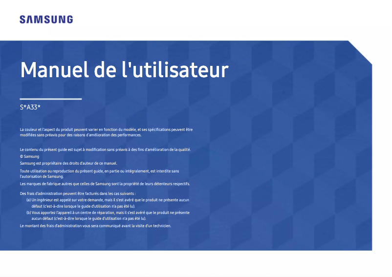 Page 1 de la notice Manuel utilisateur Samsung S22A330NHU