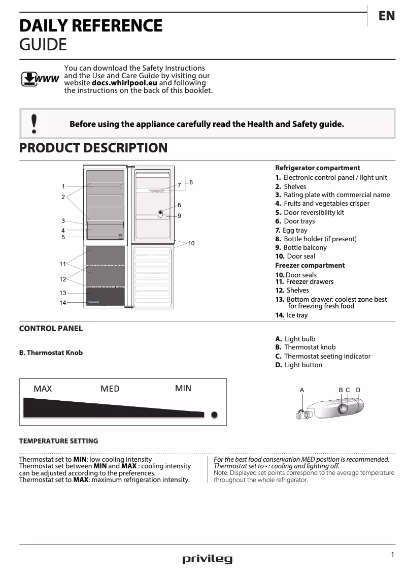 Imagen de la primera página del manual del dispositivo PRB 376S A++