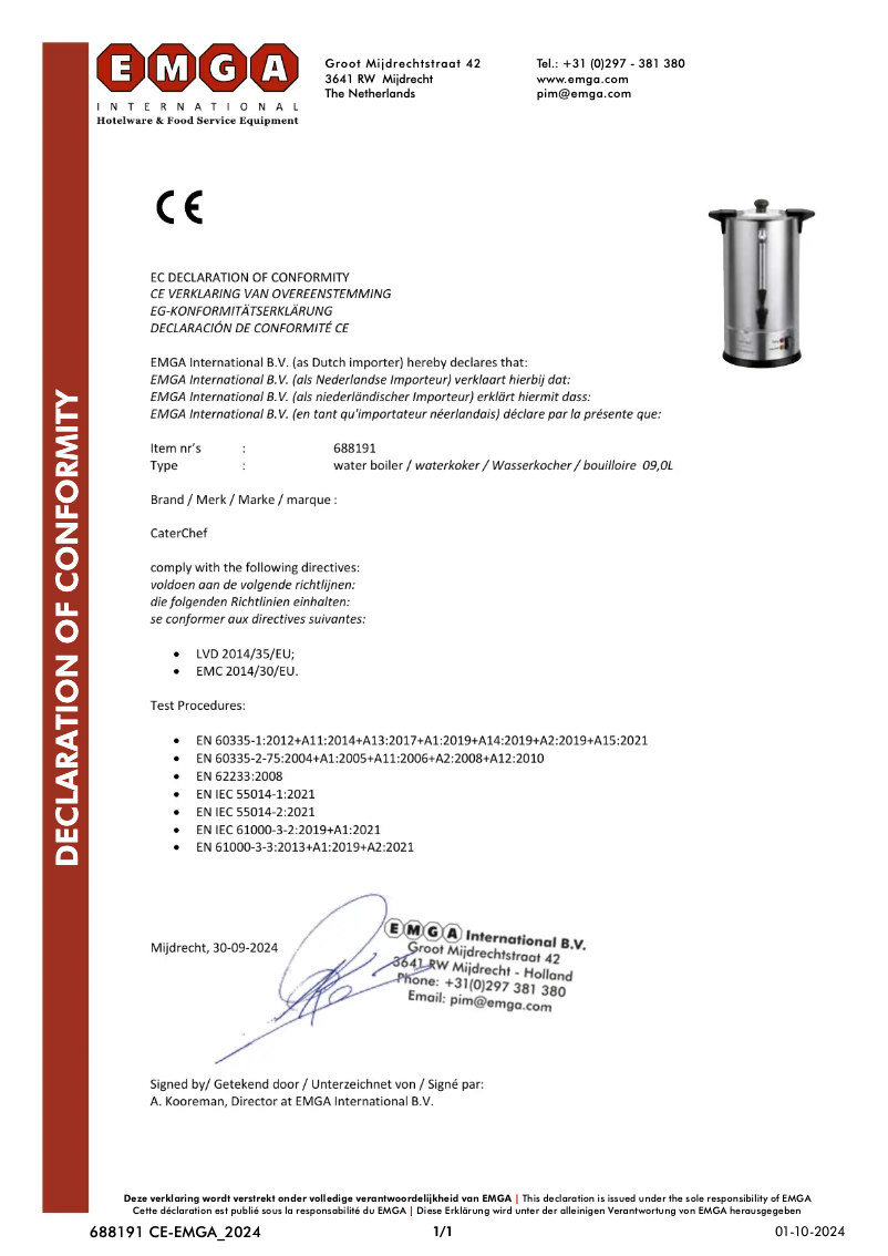 Page 1 de la notice Manuel utilisateur CaterChef 688191
