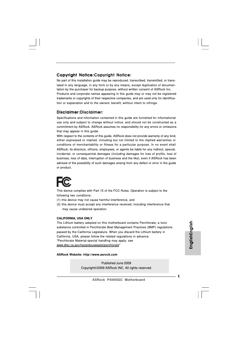 Image de la première page du manuel de l'appareil P4i945GC