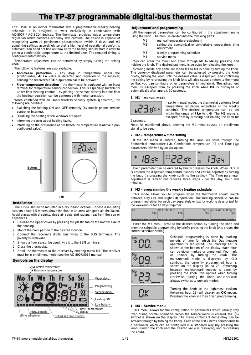Page 1 de la notice Manuel utilisateur Joblotron TP-87