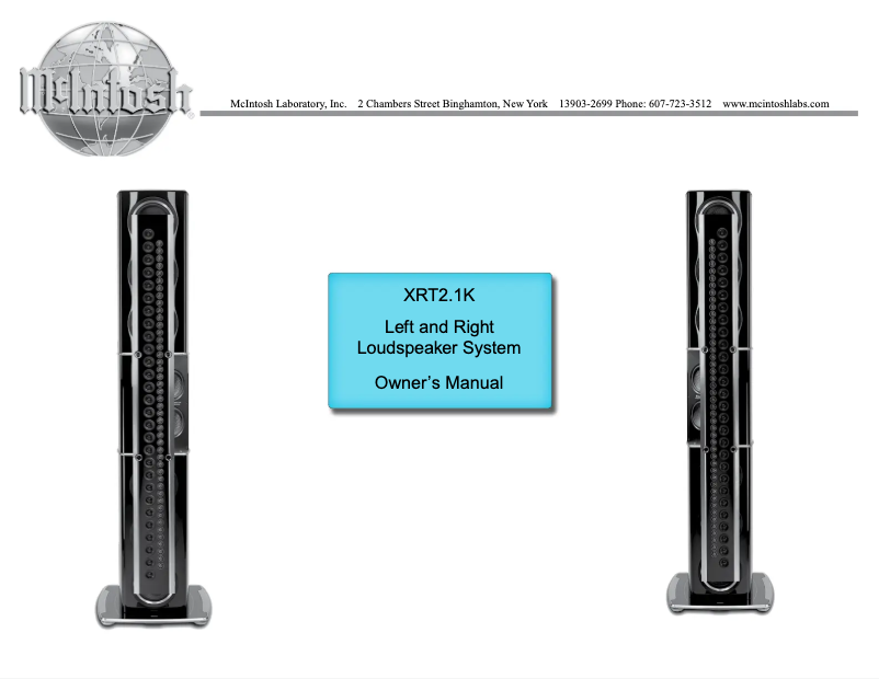 Page n°1 - Manuel utilisateur McIntosh XRT2.1K
