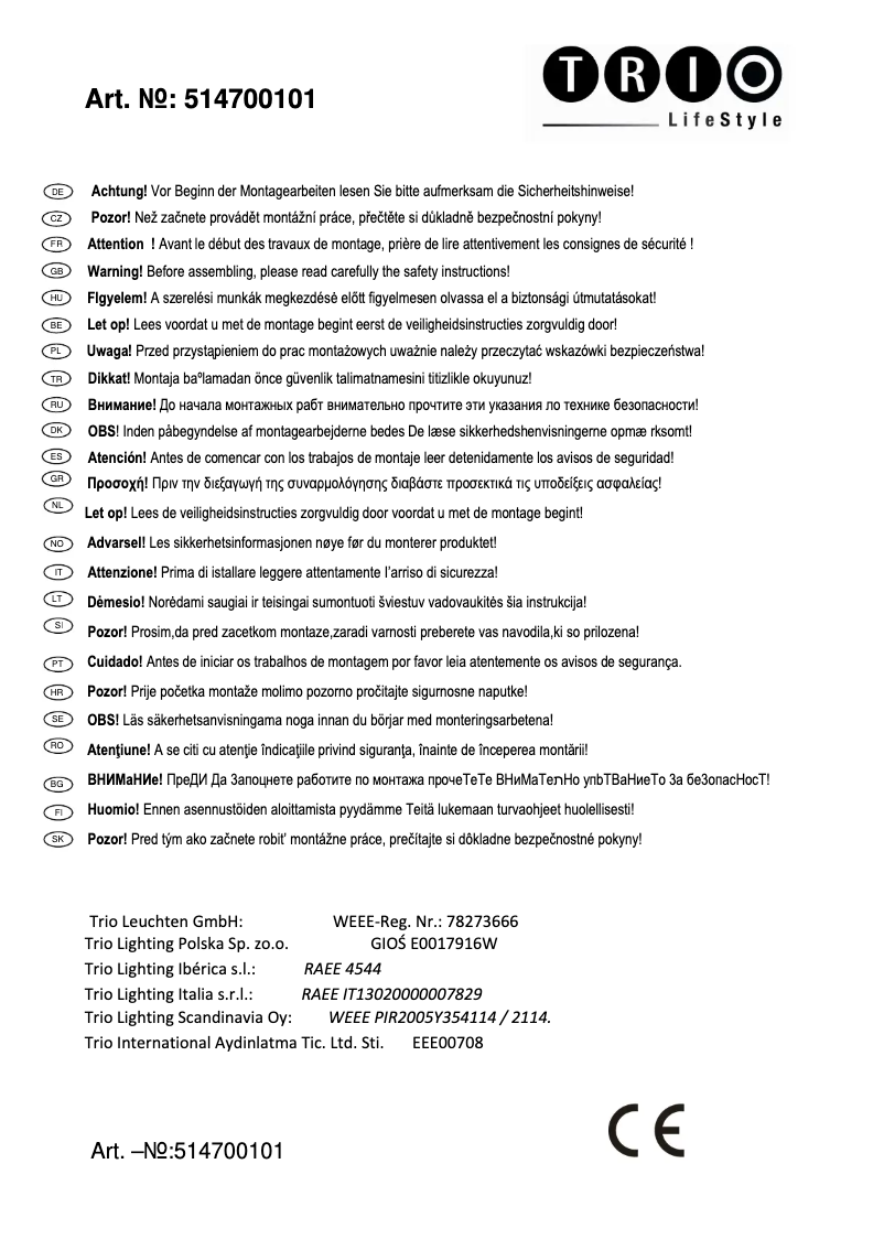 Image de la première page du manuel de l'appareil Toulon 514700101