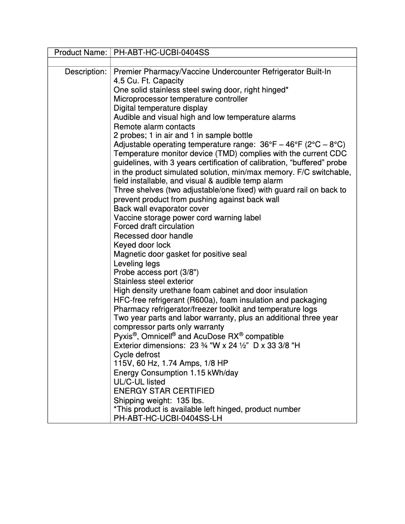Page 1 de la notice Manuel utilisateur American BioTech Supply ABT-HC-UCBI-0404SS