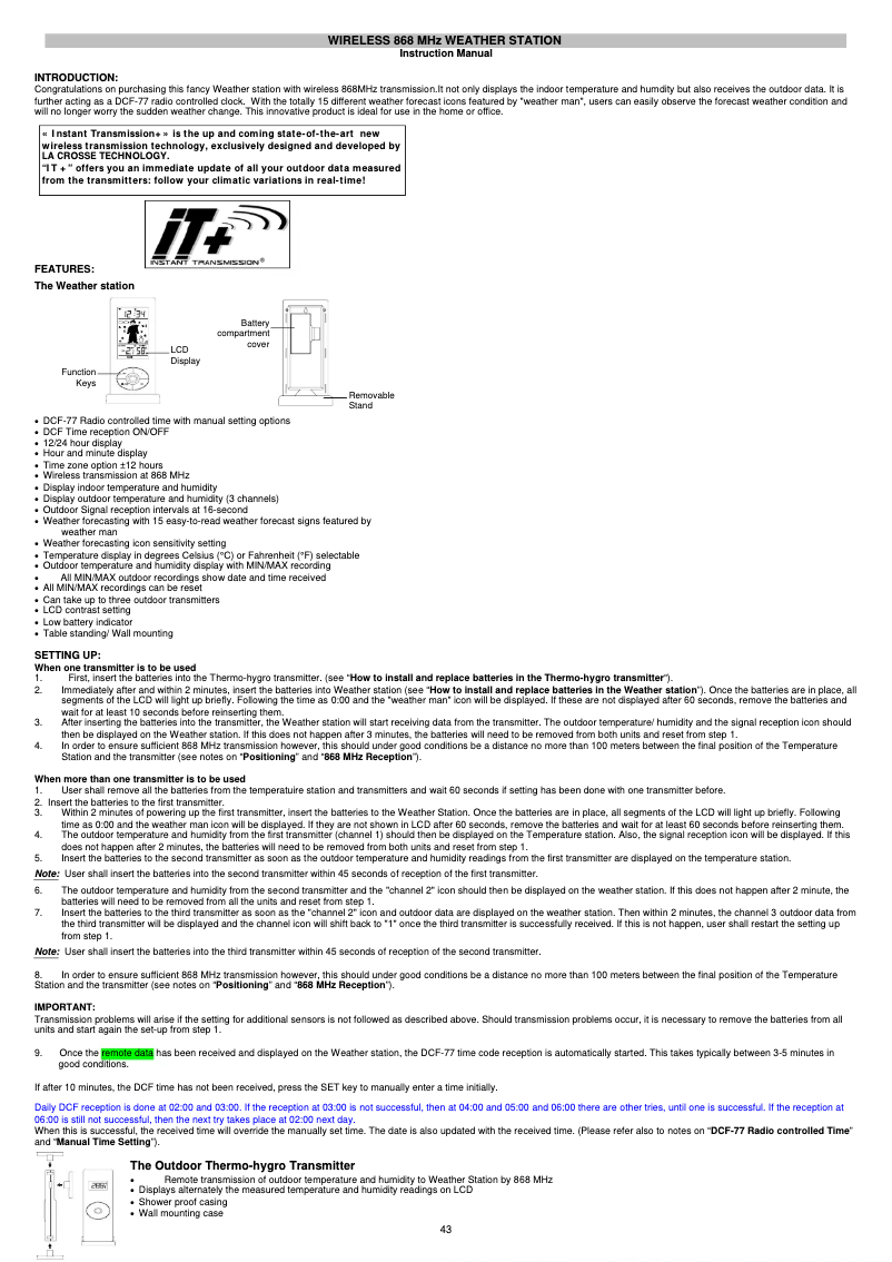 Image de la première page du manuel de l'appareil WS 9720