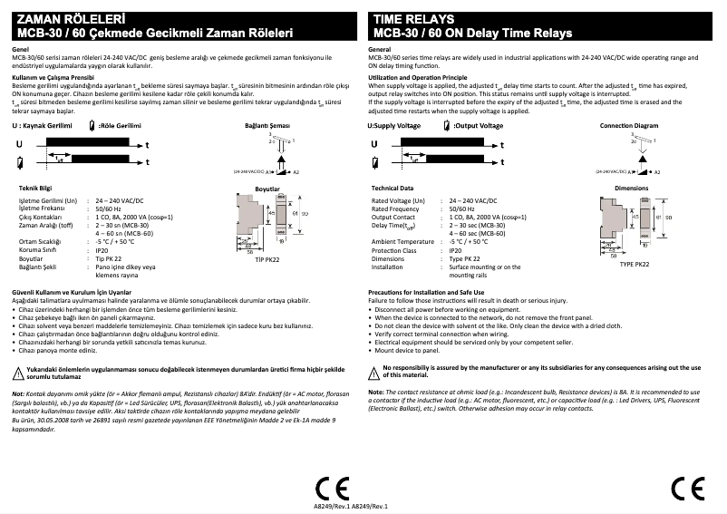 Page n°1 - Guide de démarrage rapide ENTES MCB-30