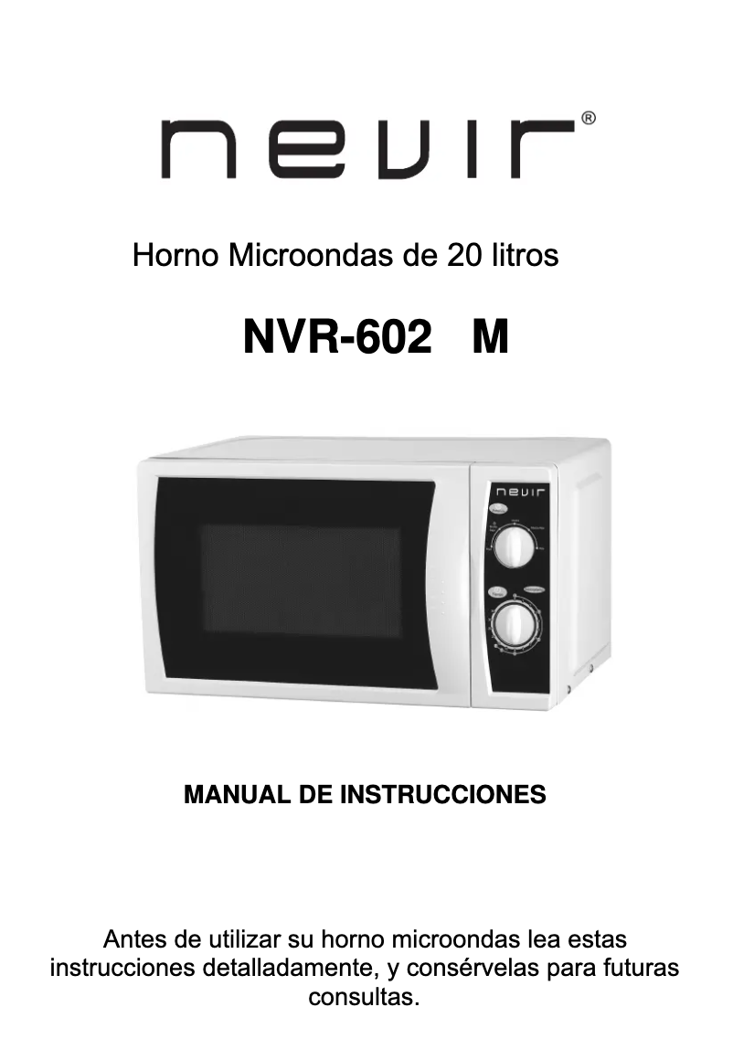 Page n°1 - Manuel utilisateur Nevir NVR-6024 M