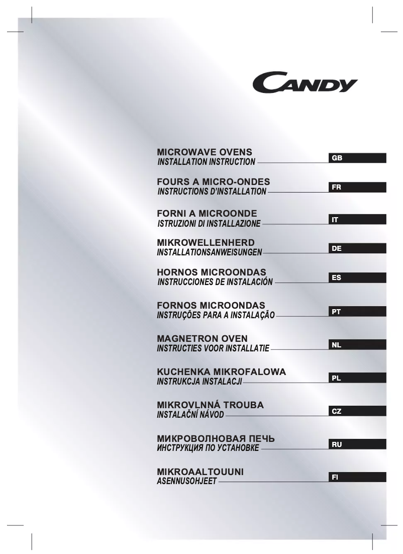 Page n°1 - Manuel utilisateur Candy MIC201EX-6
