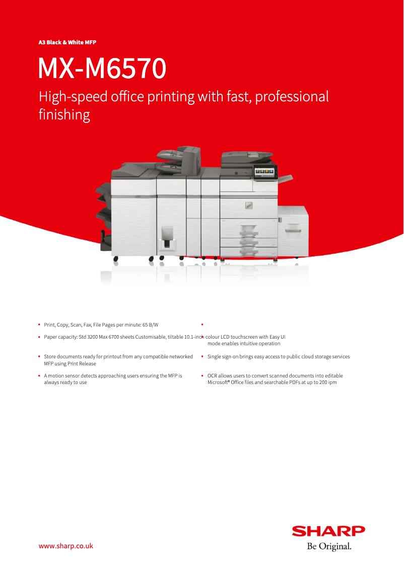 Page 1 de la notice Fiche technique Sharp MX-M6570