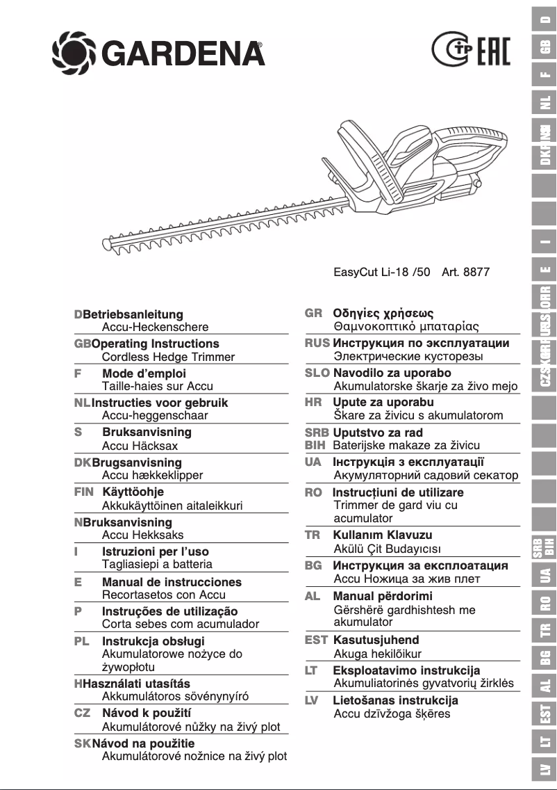 Image de la première page du manuel de l'appareil EasyCut Li-18/50