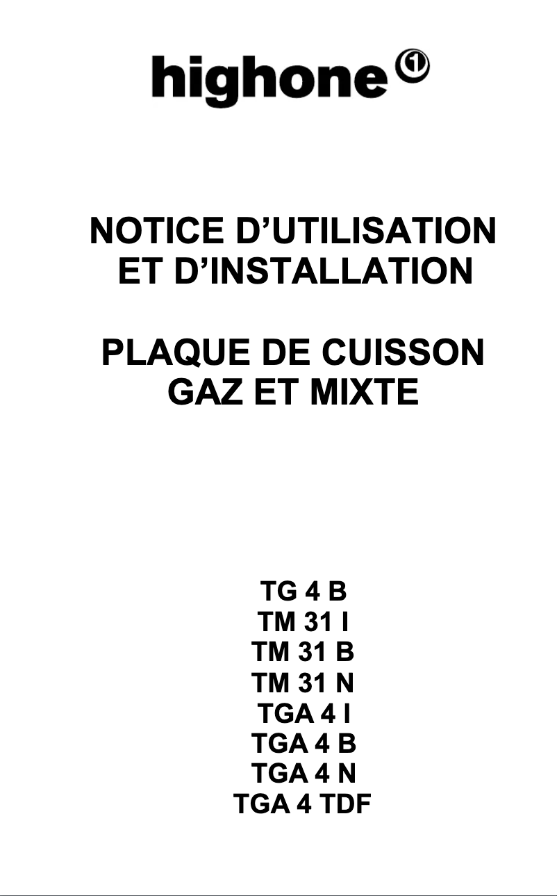 Image de la première page du manuel de l'appareil TGA 4 TDF