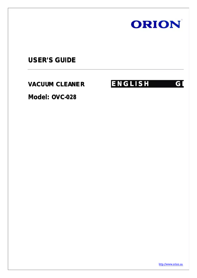 Page 1 de la notice Manuel utilisateur Orion OVC-028
