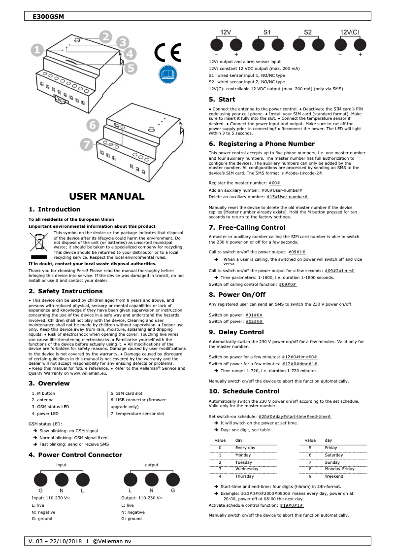 Página 1 del manual Manual de usuario Perel E300GSM